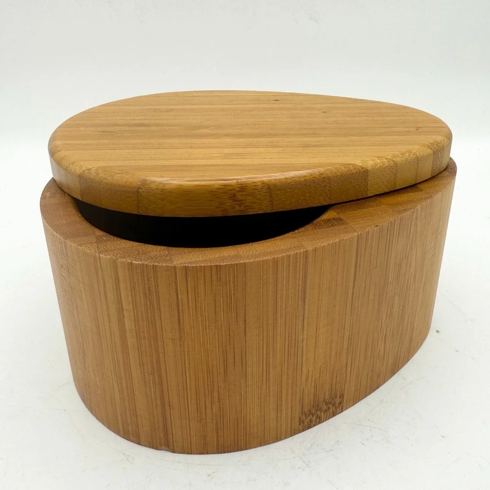 Crate & Barrel Bamboo Salt Keeper with Swivel Lid • 5